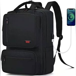 Laptop Backpack Travel College School Bag USB Charging Port Waterproof 15.6" Blk